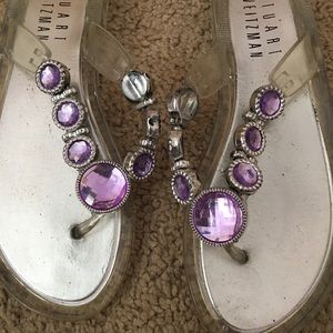 Stuart Weitzman  Embellished thong sandals